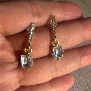 Gold and Silver Crystal Drop Earrings